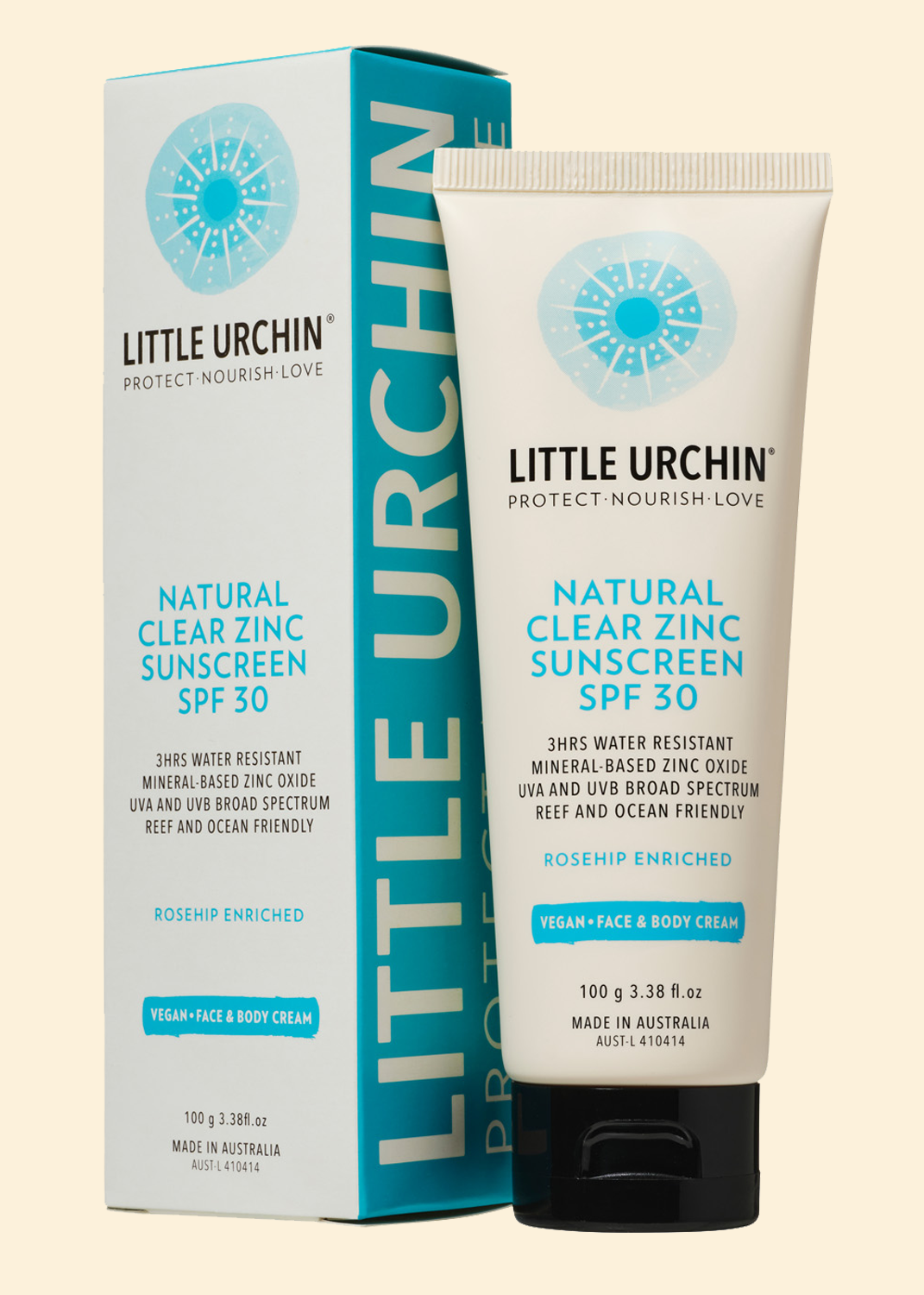 Natural Clear Zinc Sunscreen SPF 50+, 100g - LITTLE URCHIN